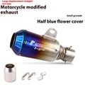 Universal stainless steel racing motorcycle exhaust pipe with flower cover design in multiple colour options