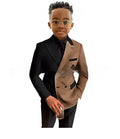Boys' two-piece polyester suit set with jacket and trousers, spring banquet outfit, multiple colour options, sizes 3T-12T