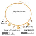 Titanium steel pearl necklace for women with geometric shell pendant and stainless steel regular chain, 41-50cm