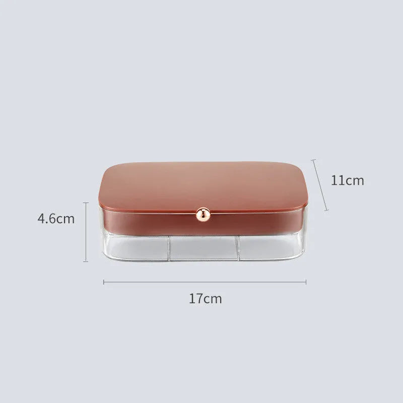 Modern minimalist jewelry storage box with multi-layer compartments measuring 17×11×4.6cm