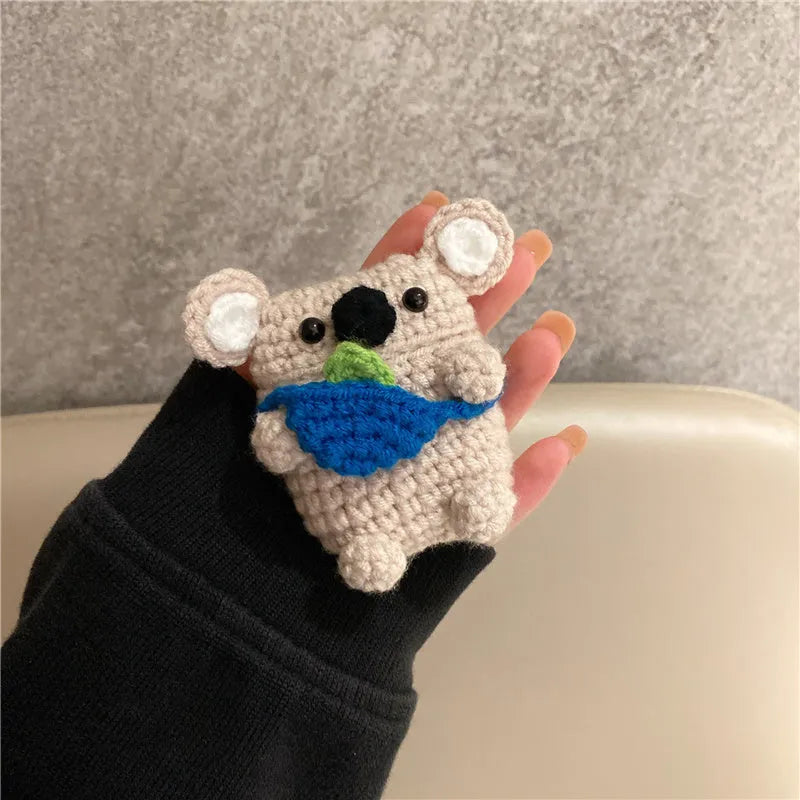Handmade knitted koala bear backpack protective sleeve for Apple AirPods earbuds