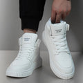 White men's casual round-toe shoes made of microfiber for autumn and winter.