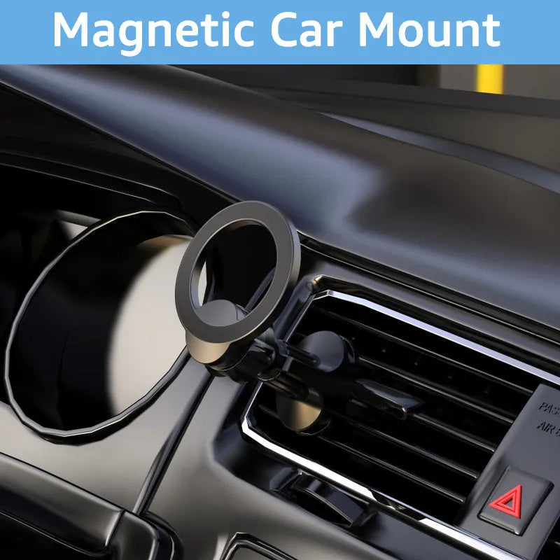 Black O-ring magnetic suction car phone holder for mobile devices up to 6.8 inches