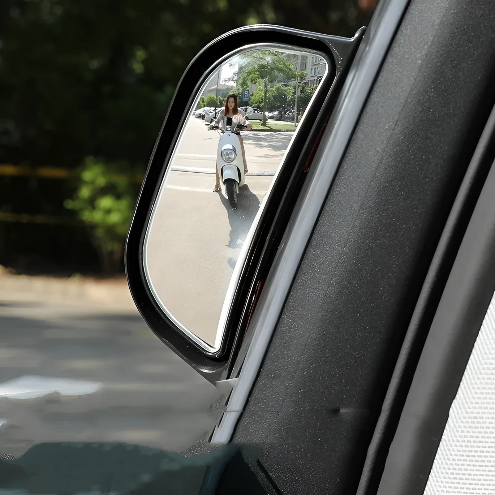 Black and white two-row wide angle car rearview mirror accessory