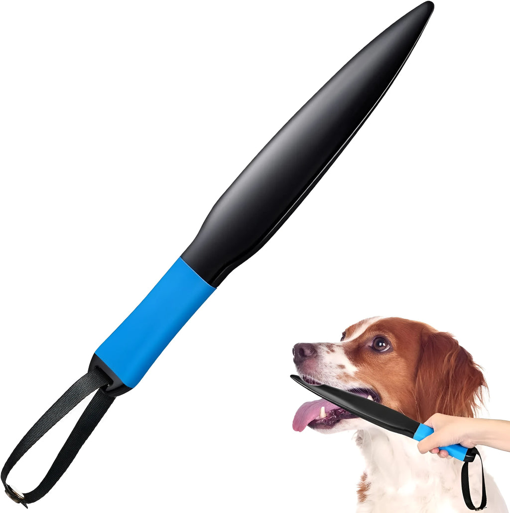 A blue-handled nylon dog break stick measuring 35 cm for training and play.