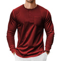 Men's spring autumn long sleeve Henley shirt slim fit pullover polyester available in 7 colours including khaki and denim blue