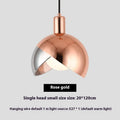 20cm single-head iron LED droplight in champagne gold or rose gold with stitching detail and warm light