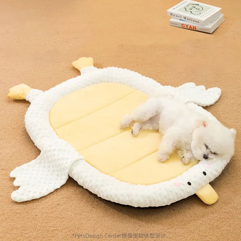 Bedsure grey waterproof orthopedic dog sofa bed on a wooden floor.