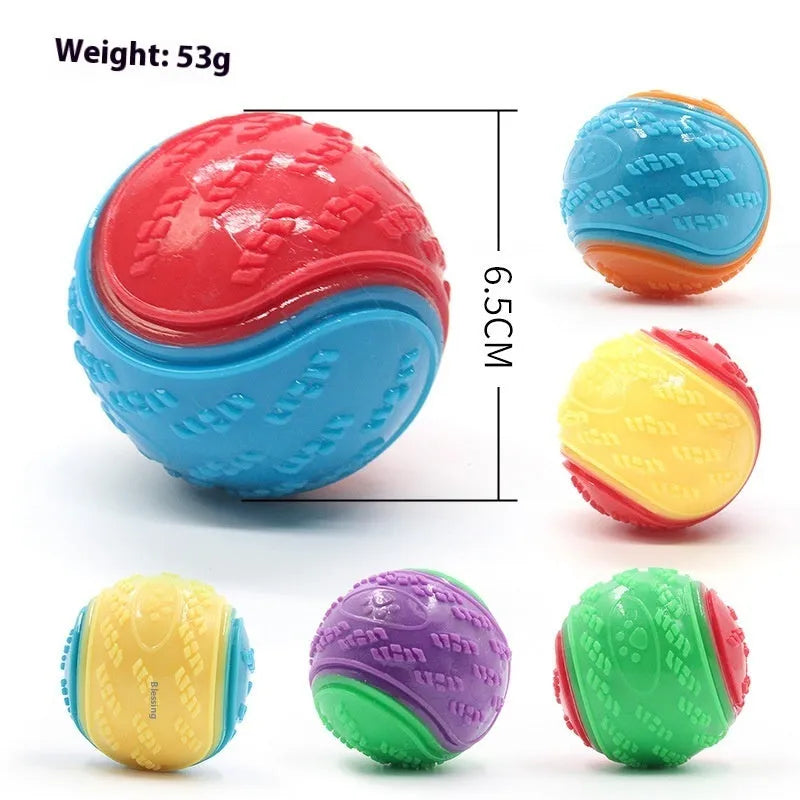 TPR dog training ball with sound in two-tone colours for molar exercise
