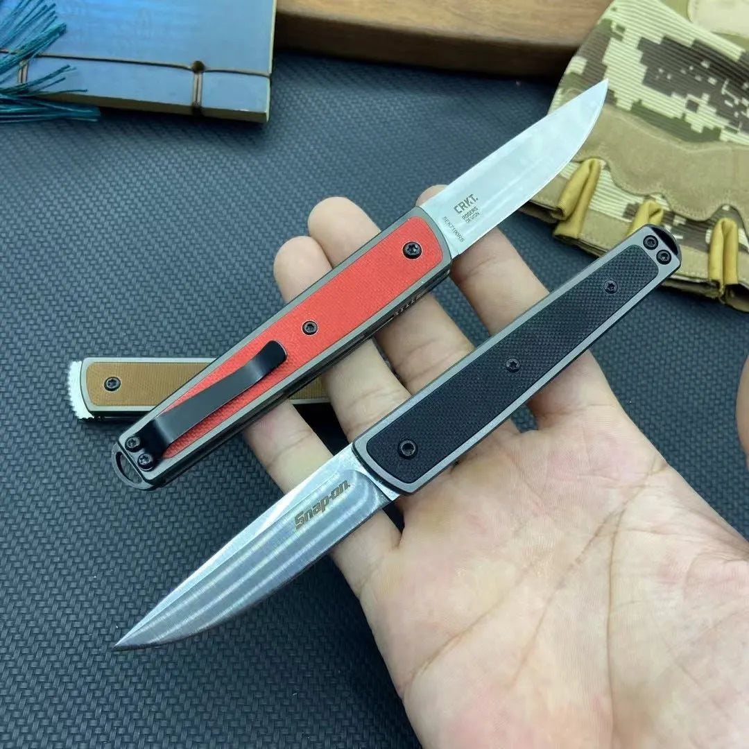 Handmade folding fruit knife with stainless steel blade in open position showing 7cm blade and 10cm handle