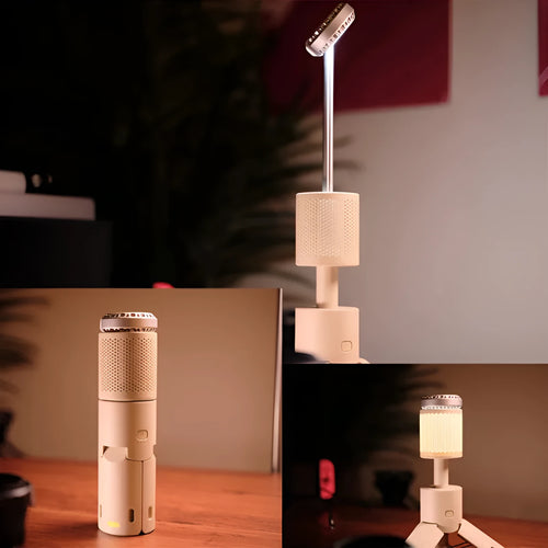 Camping lantern portable LED light in off white or dark grey colour with button switch