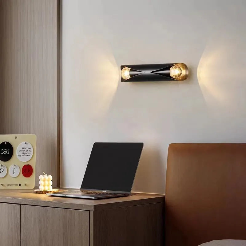 Copper wall lamp 23 × 5.5cm warm light 220V in copper or matte black for indoor walls