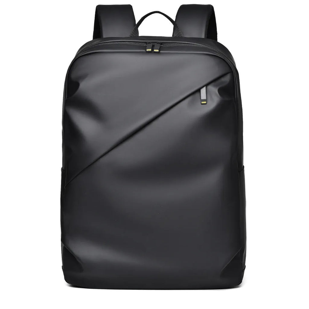 Waterproof PU leather laptop backpack in black, blue or grey with large capacity and laptop compartment