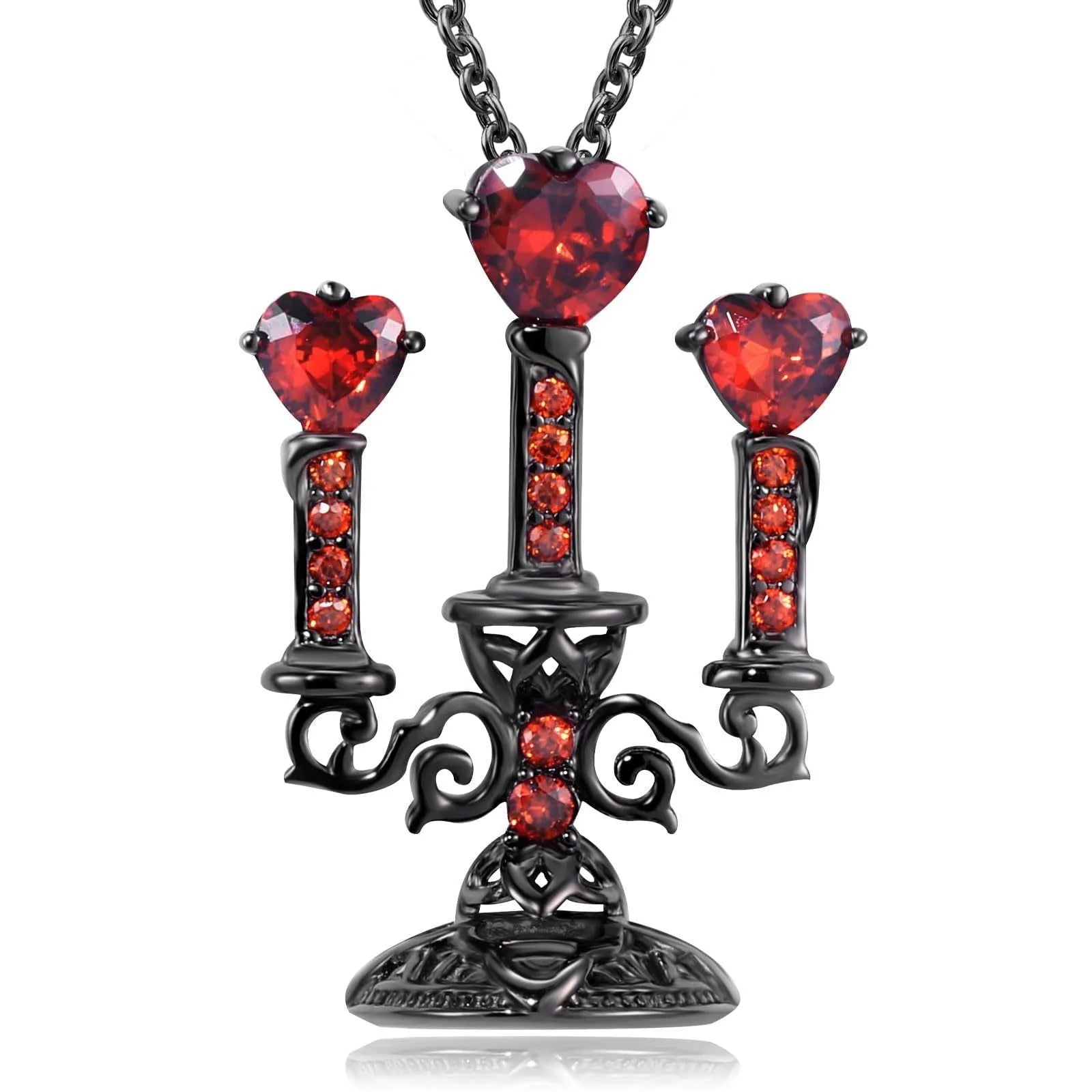 Retro candlestick pendant necklace with Gothic cross chain in zinc alloy for women