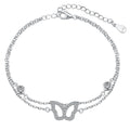 925 silver anklet with hollow zircon inlay in platinum colour on a white background