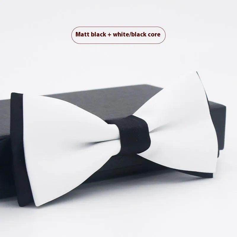 Solid colour flat head polyester bow tie for formal wear and weddings