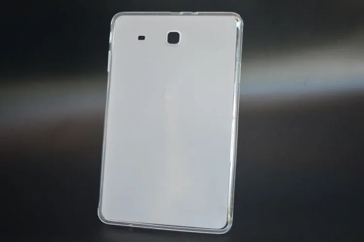 Ultra-thin transparent white silicone and TPU protective case for a tablet.