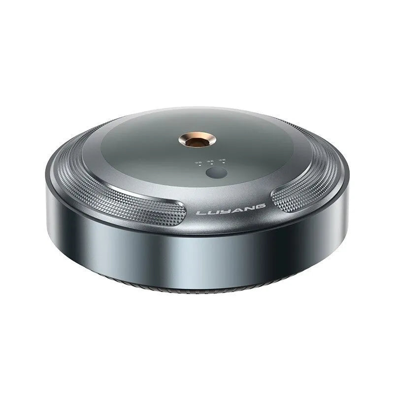 Automatic car air freshener with zinc alloy shell showing 89x35mm dimensions and included fragrance solutions