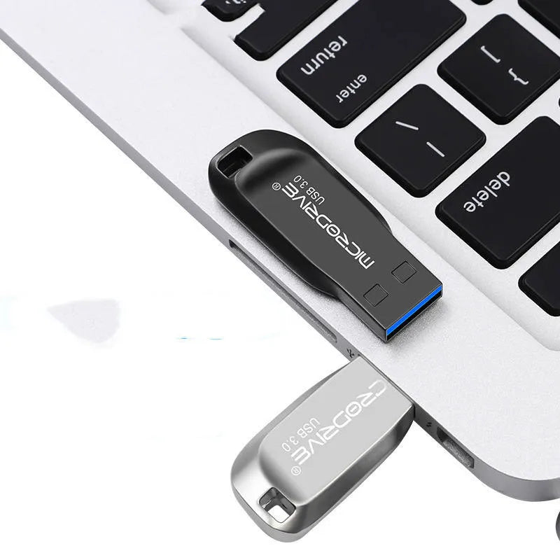 Metal waterproof USB 3.0 flash drive 64GB in black or silver grey with spin design