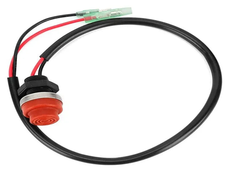 YAMAHA brand marine engine emergency stop kill switch with coiled safety lanyard cord.
