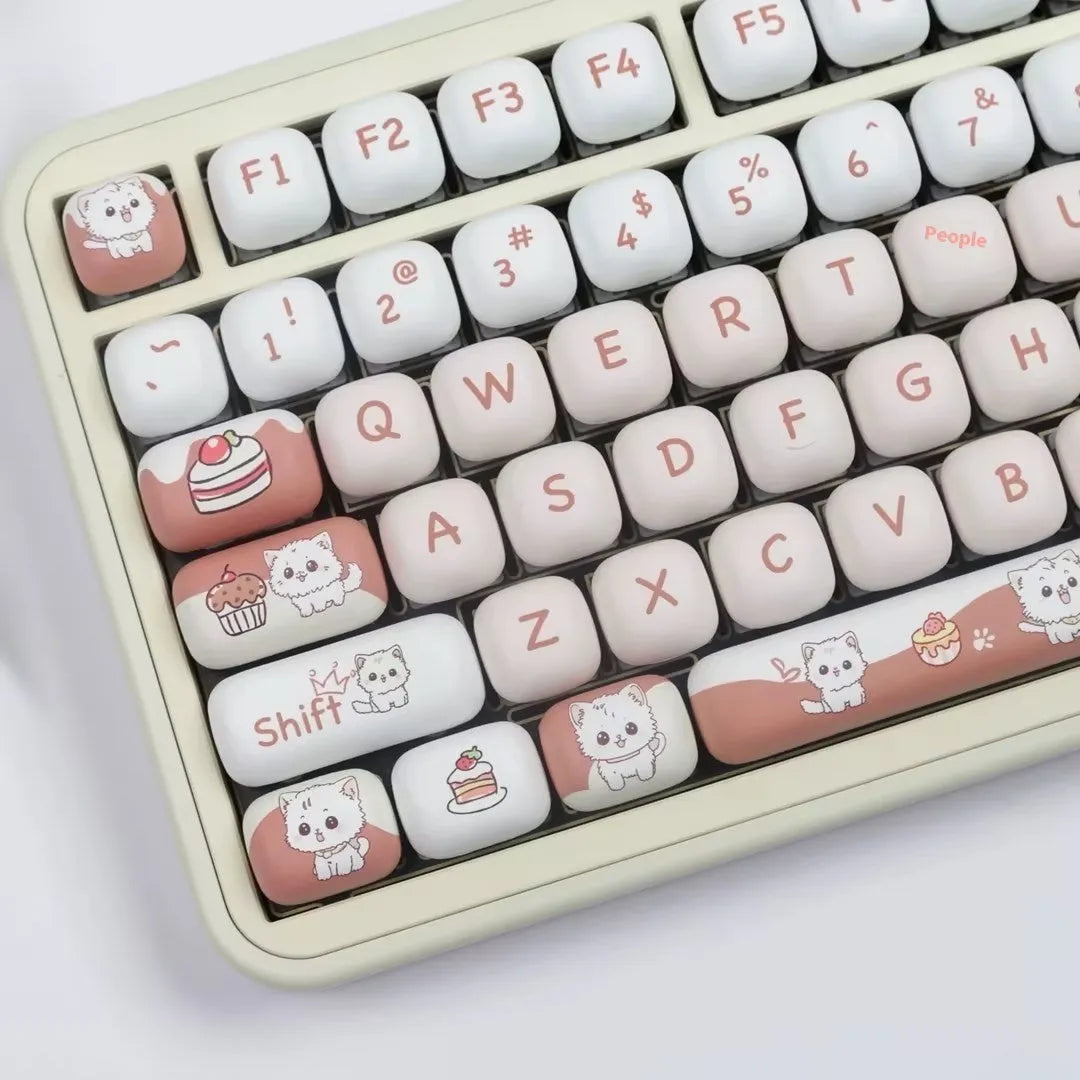 Cartoon dessert cat sublimation printed mechanical keyboard key caps with colourful MOG designs