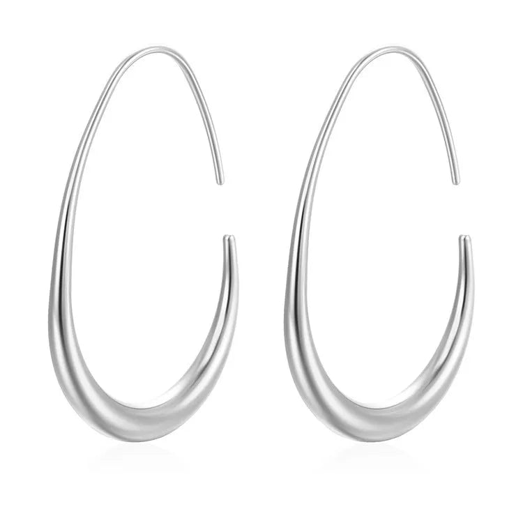 Women's stainless steel geometric round earrings with frosty electroplated finish in gold colour