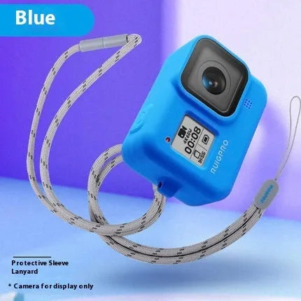 GoPro Hero8 Black silicone protective sleeve with anti-lost wrist strap in blue colour
