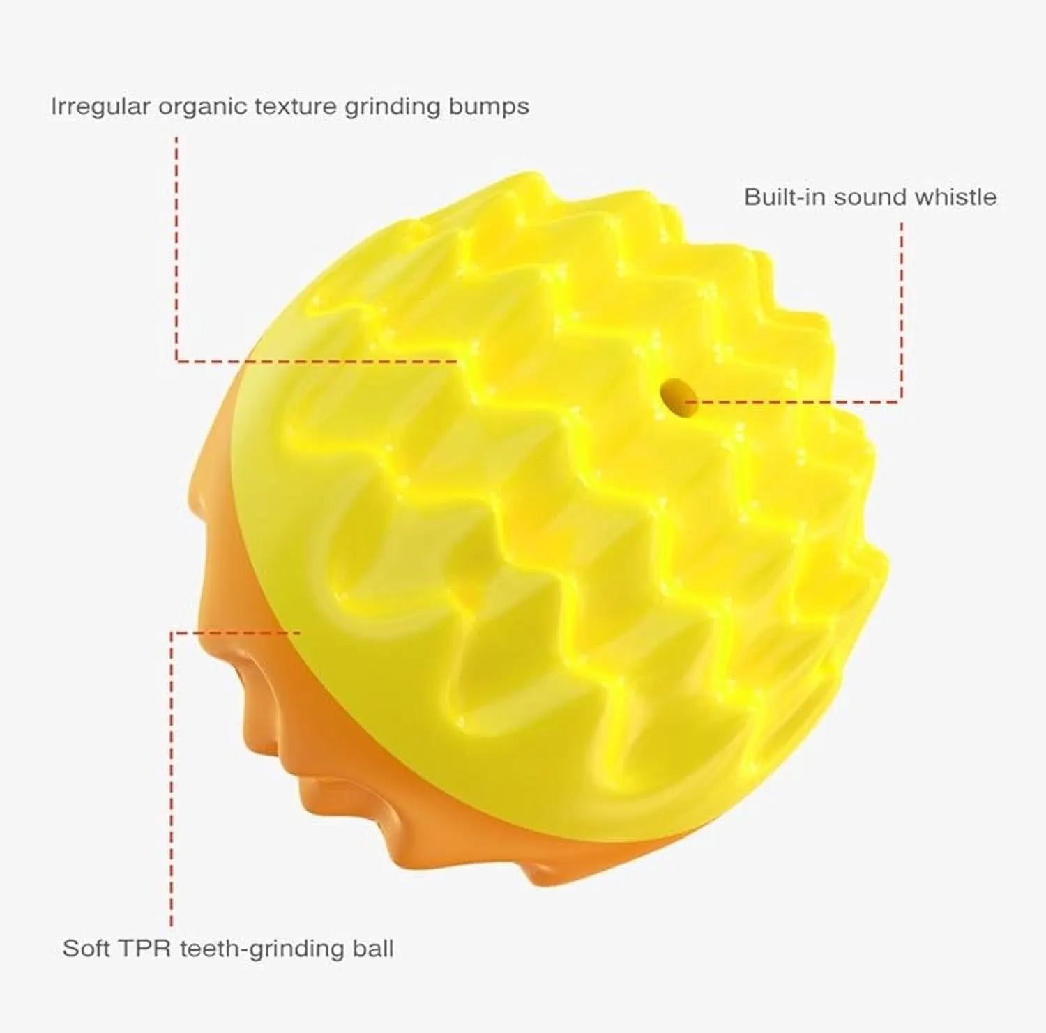 Blue squeaky rubber dog ball with spiked surface for dental cleaning and aggressive chewers