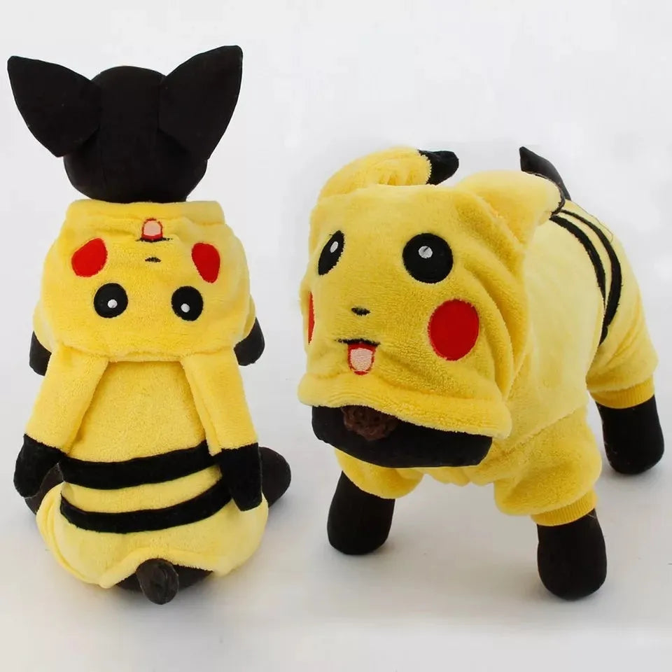 Fleece cat warm coat with hood in cartoon design for autumn and winter wear