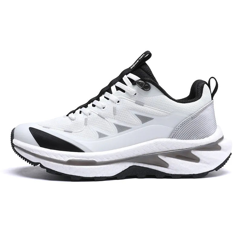 Men's low-top non-slip outdoor sneakers with mesh lining and composite sole, in white, black or green