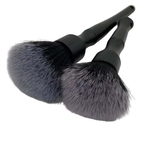 Black car detailing brush with pig hair bristles and PP handle in two size options