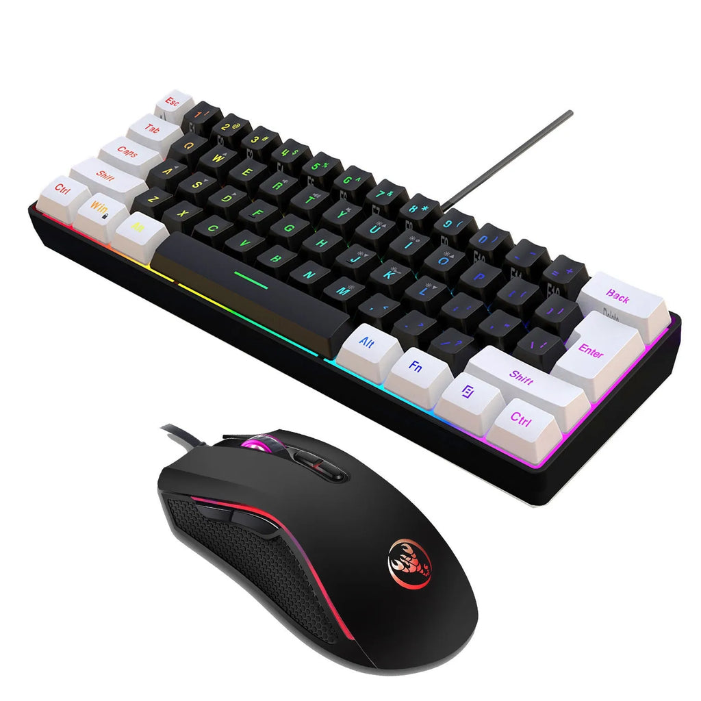 V700WB white and black keyboard and mouse suit with colour backlight for gaming or office use