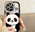 Plush panda PC phone case in black or white for Apple and Huawei models
