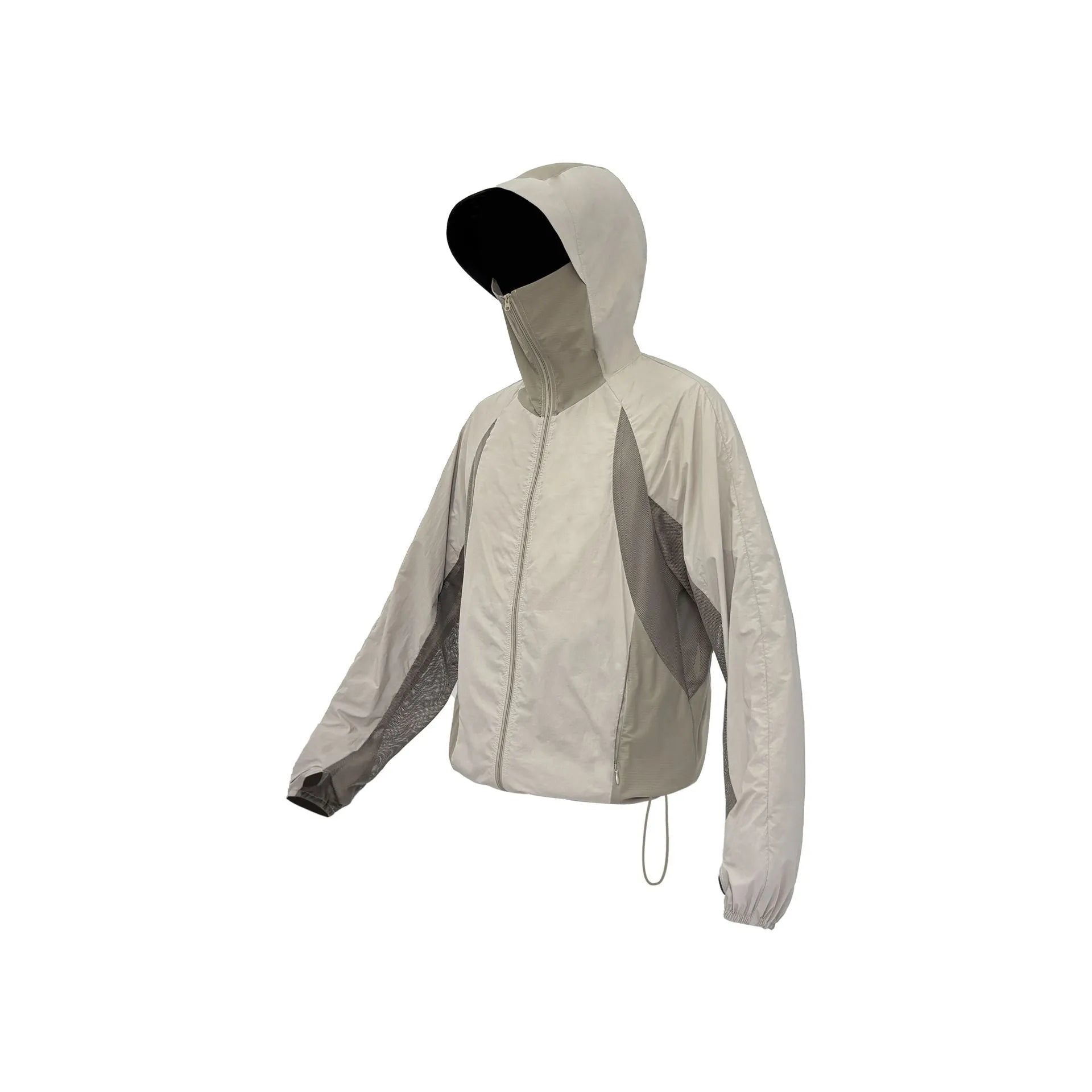 Nylon sun protective clothes with mesh stitching in desert brown colour