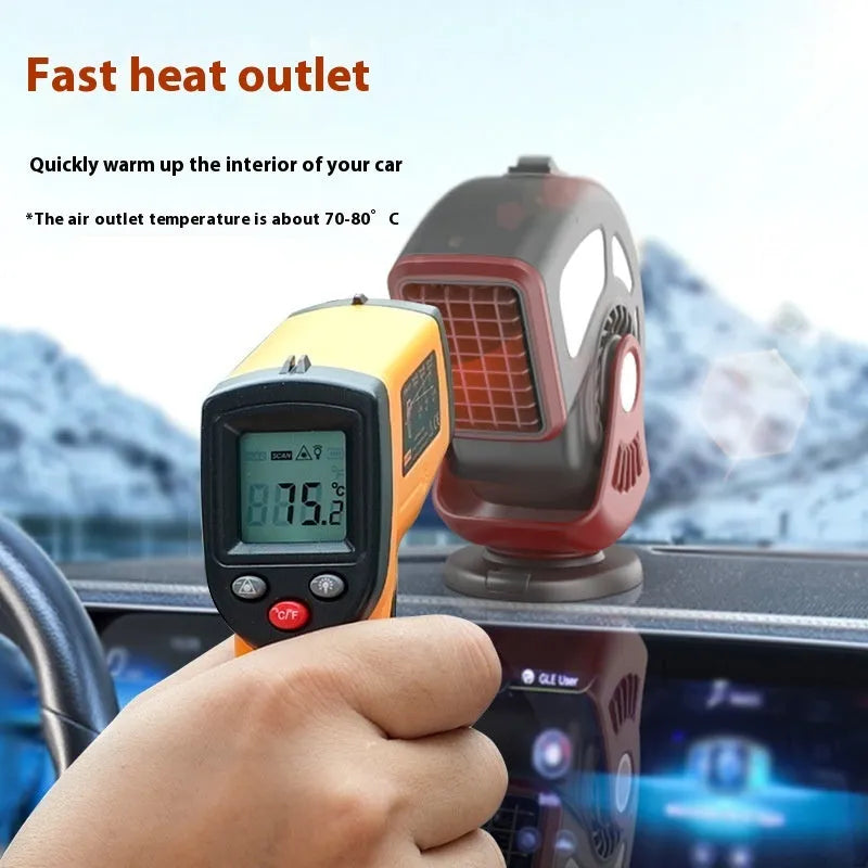 150W car warm air blower 12V 24V mini car heater in black or red for glass defogging