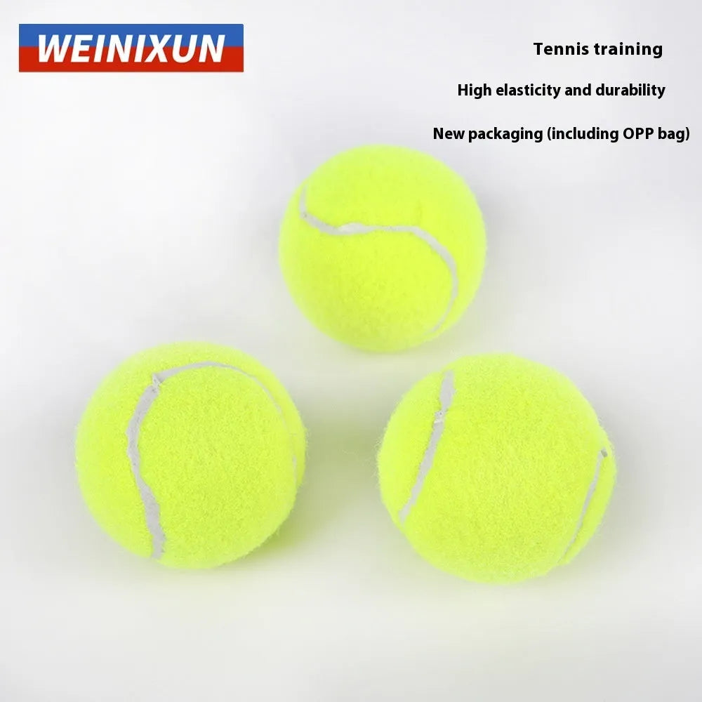 Pack of 10 high-elastic training tennis balls in multi-colour chemical fibre construction