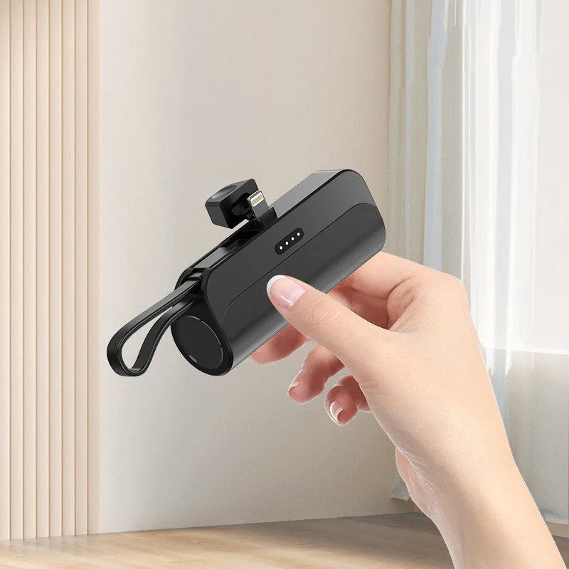 Capsule 20W fast charge folding bracket 5000mAh mini power bank in grey with built-in cables