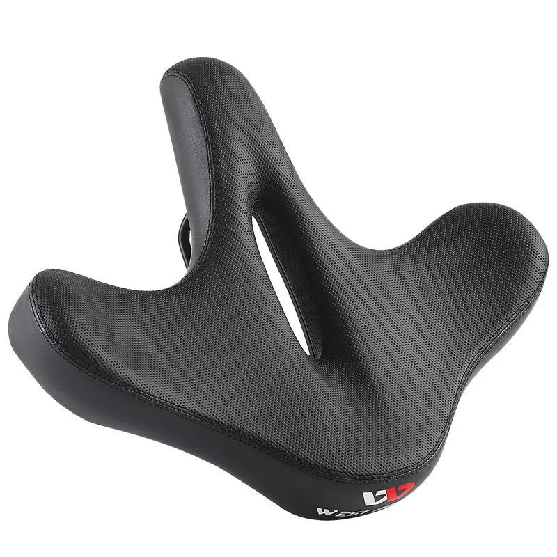 Black bicycle seat cushion with leather cover and thickened foam padding
