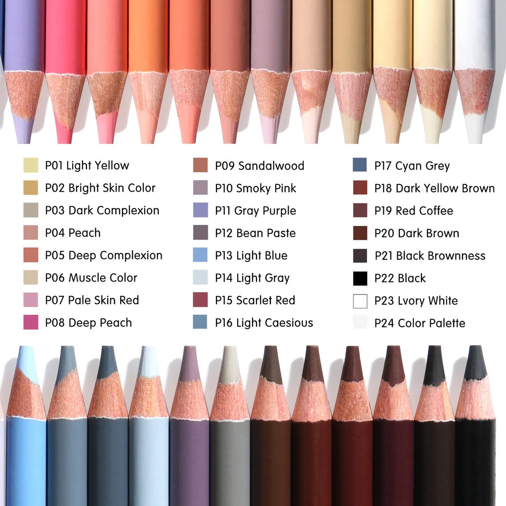 24 skin colour pencils in round metal tin case for portrait drawing art supplies