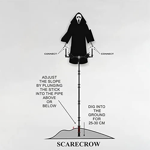 Plastic skull screaming scarecrow Halloween decoration 70x40cm