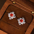 Women's retro geometric earrings in 925 sterling silver with white gold electroplated finish showing U-shaped design
