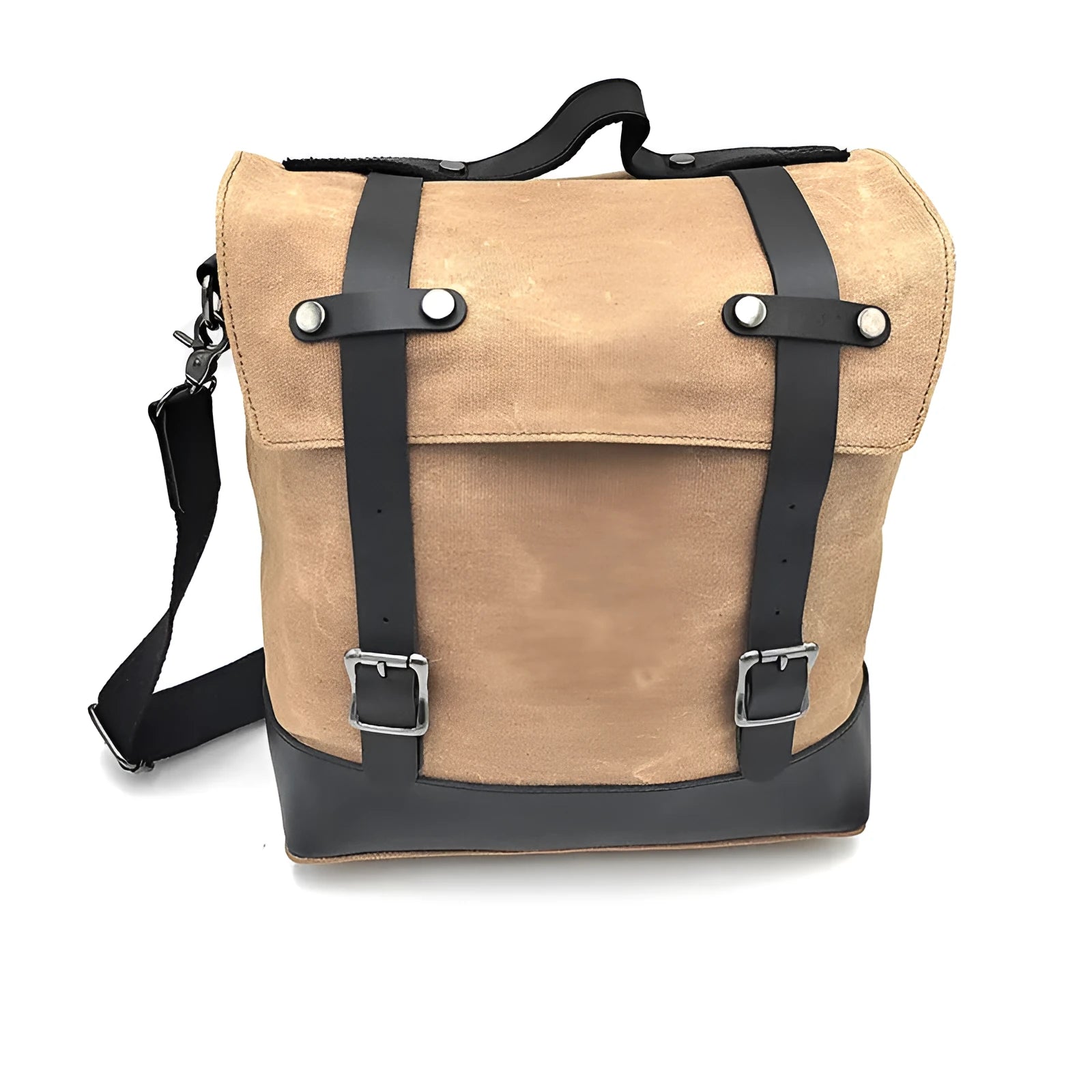 Canvas motorcycle side bag with waterproof construction in black colour option