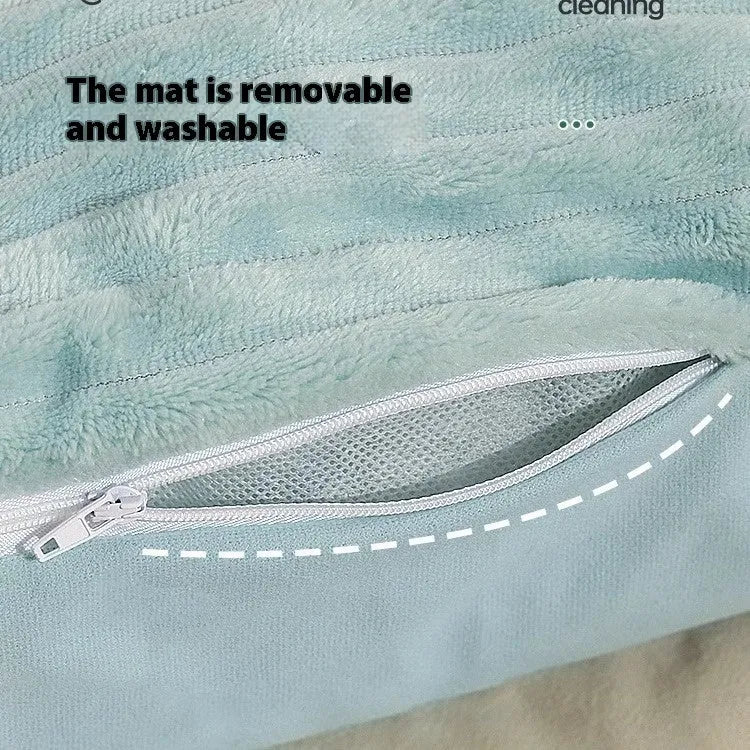 Morandi colour washable dog sofa bed with removable cover, shown in M and L sizes.