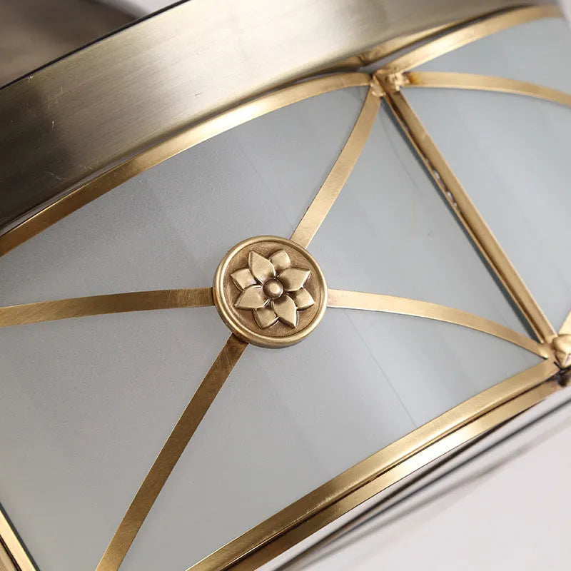 Gold 42-inch ceiling fan light with invisible blades and remote control on a white background
