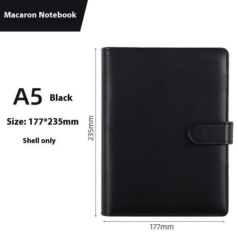 A5 PU leather zipper binder notebook shell in a solid colour.