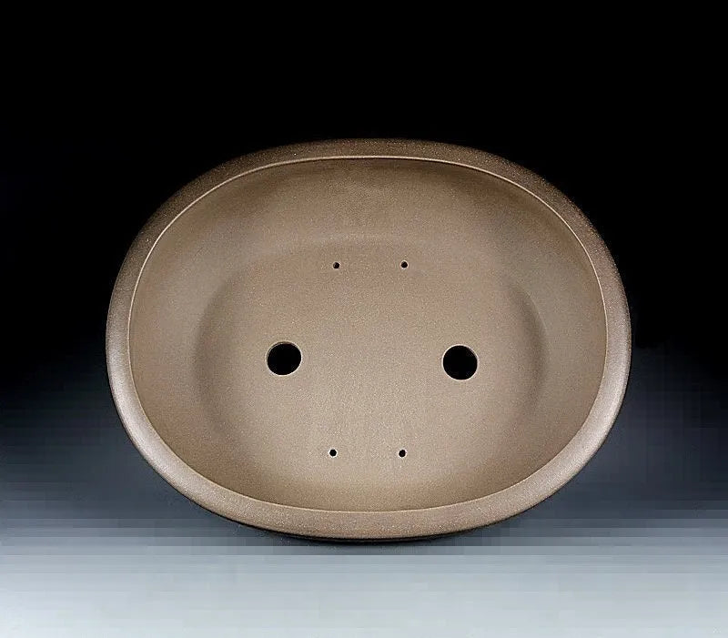 Handmade oval purple sand flowerpot for plants on desk or ground, 50 cm long.