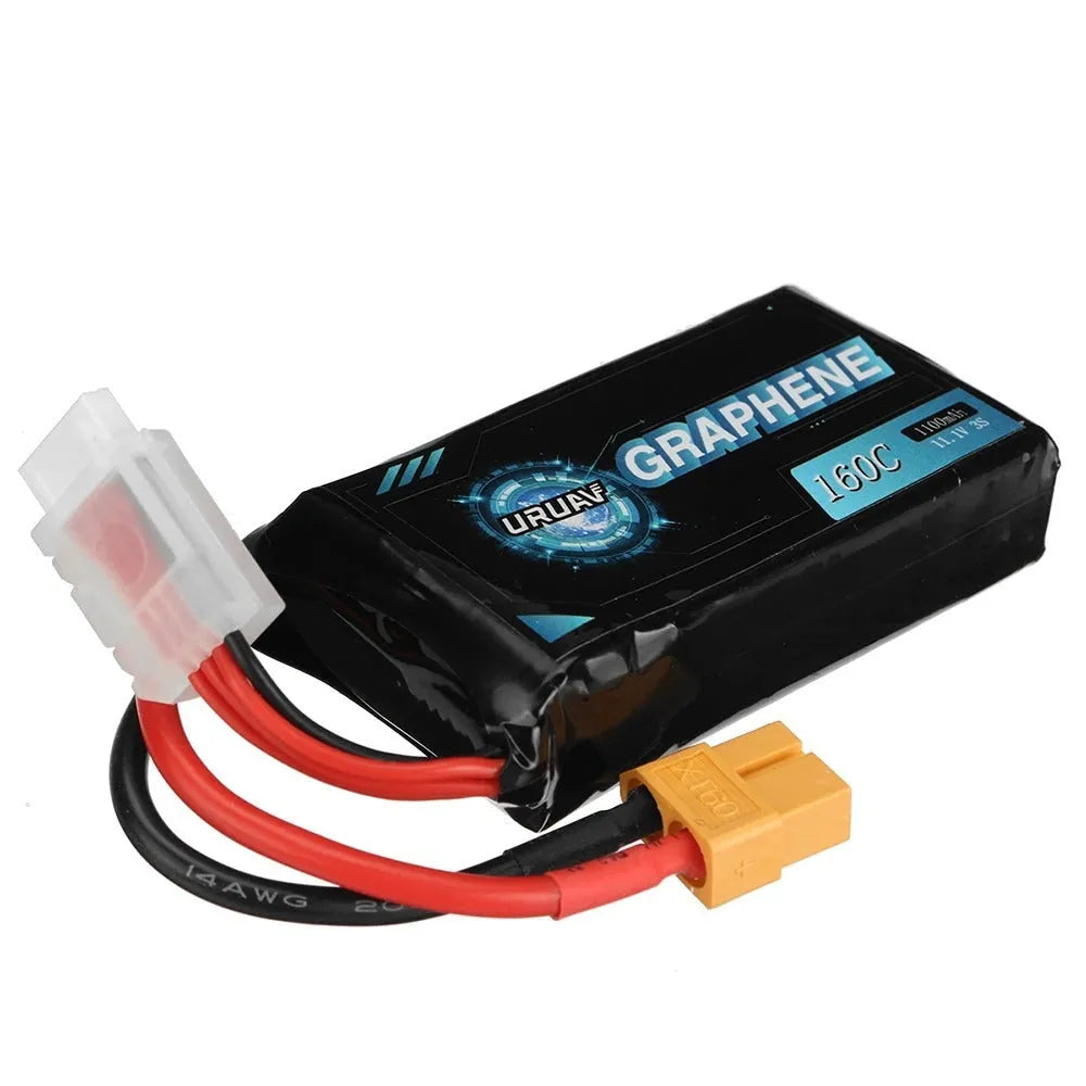 7.4V 1200mAh RC lithium battery pack with dimensions 15x36x70mm.