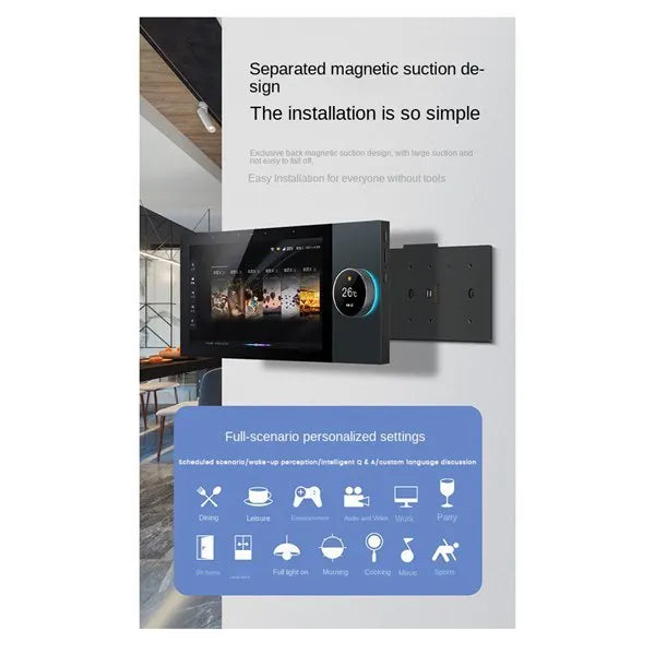 Graffiti smart central control home panel 8 inch IPS LCD touch screen with quad core processor for lighting and audio control