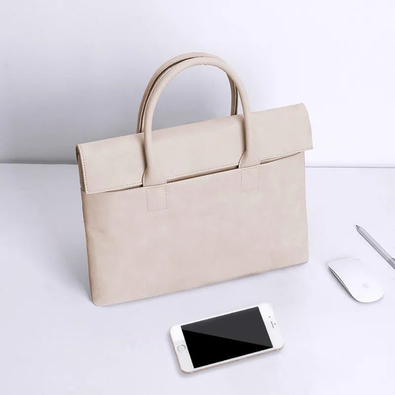 PU leather waterproof anti-theft tablet laptop inner case in light gray with small bag