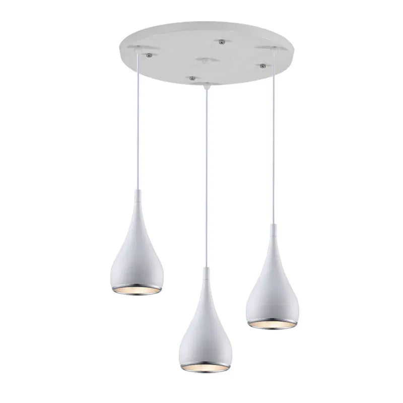 Iron minimalist chandelier lamp in black finish with three-head disc configuration for ceiling mounting